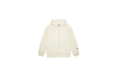 Pre-owned Fear Of God Essentials 3d Silicon Applique Full Zip Up Hoodie In Buttercream