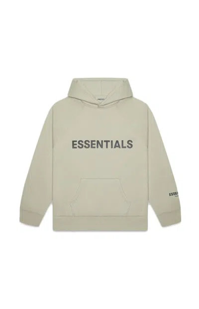 Pre-owned Fear Of God Essentials 3d Silicon Applique Pullover Hoodie In Moss