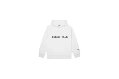 Pre-owned Fear Of God Essentials 3d Silicon Applique Pullover Hoodie In White