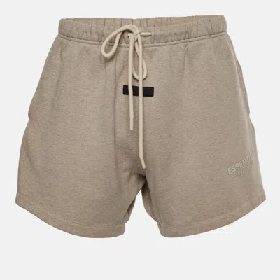 Pre-owned Fear Of God Essentials Beige Fleece Cotton Knit Sweat Shorts M In Sand
