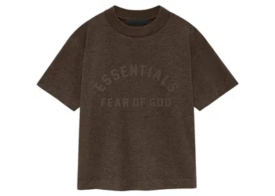 Pre-owned Fear Of God Essentials Core Collection Kids Essentials Core Collection Short Sleeve Tee Shirt In Heather Wood