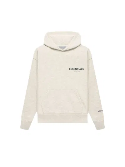 Pre-owned Fear Of God Essentials Core Collection Kids Pullover Hoodie In Light Heather Oatmeal