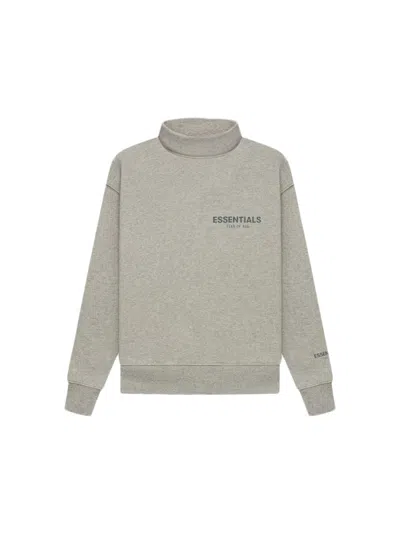Pre-owned Fear Of God Essentials Core Collection Kids Pullover Mockneck In Dark Heather Oatmeal