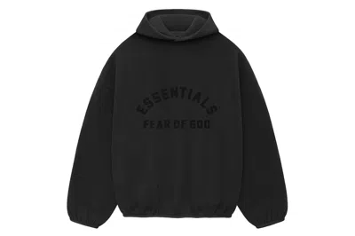 Pre-owned Fear Of God Essentials Core Collection Nylon Fleece Hoodie Black/ Black In Black/black