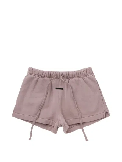 Fear Of God Essentials Drawstring-waist Logo-patch Cotton Mini Shorts In Pink