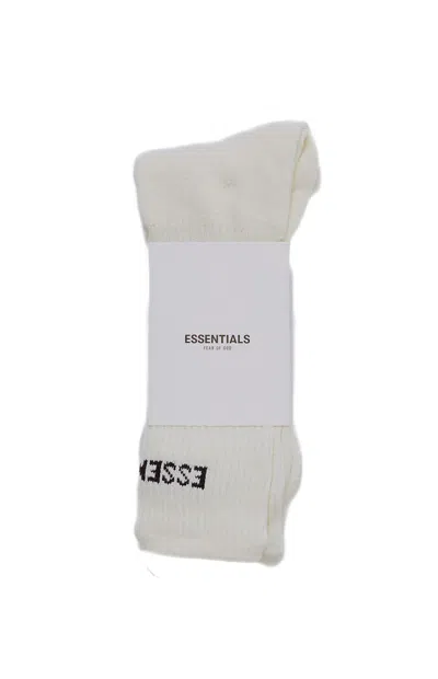 Pre-owned Fear Of God Essentials Front Logo Crew Socks In White