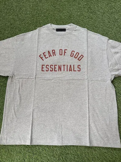 Pre-owned Fear Of God Essentials Fw24 Jersey Crewneck Grey Tee Size M In Gray