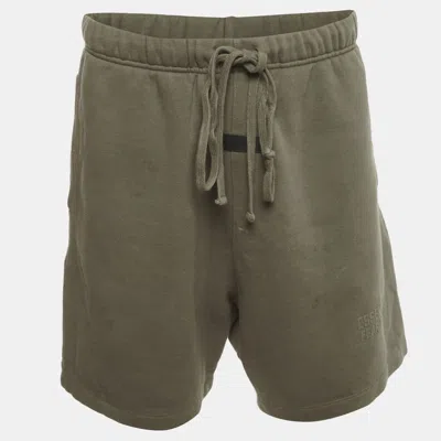 Pre-owned Fear Of God Essentials Green Cotton Blend Drawstring Shorts L