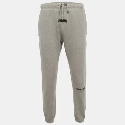 Pre-owned Fear Of God Essentials Grey Cotton Blend Drawstring Sweatpants S