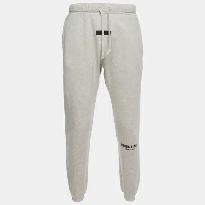 Pre-owned Fear Of God Essentials Grey Cotton Blend Drawstring Sweatpants S