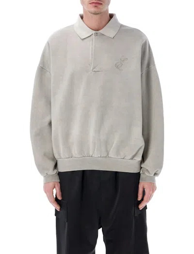 Fear Of God Essentials Grey Embroidered Polo In Gray