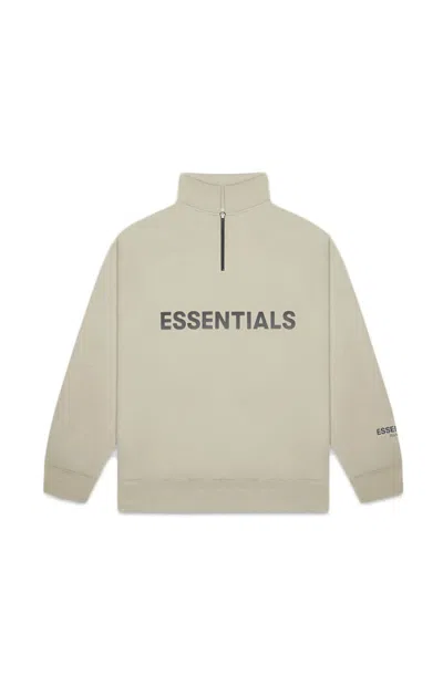 Pre-owned Fear Of God Essentials Half Zip Puilover Sweater In Moss