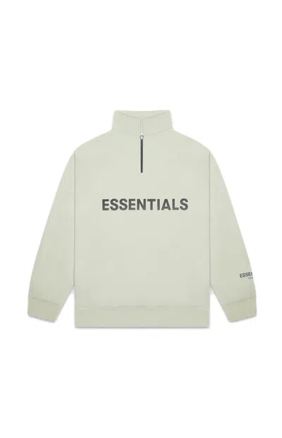 Pre-owned Fear Of God Essentials Half Zip Pullover Sweater In Alfalfa Sage