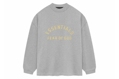 Pre-owned Fear Of God Essentials Heavy Jersey Longsleeve Tee Light Heather Grey