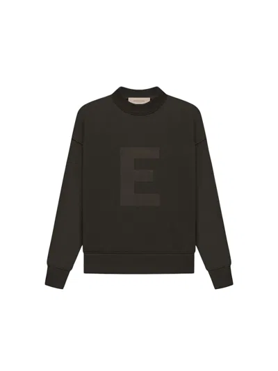 Pre-owned Fear Of God Essentials Kid's Essentials Crewneck Sweatshirt In Off Black