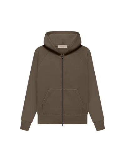 Pre-owned Fear Of God Essentials Kid's Fullzip Hoodie In Wood