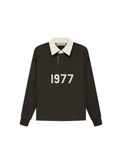 Pre-owned Fear Of God Essentials Kid's Henley Rugby In Off Black