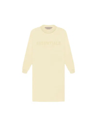 Pre-owned Fear Of God Essentials Kid's Long Sleeve Tee Shirt Dress In Canary
