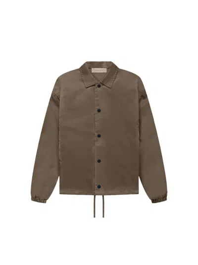 Pre-owned Fear Of God Essentials Kid's Nylon Coaches Jacket In Wood