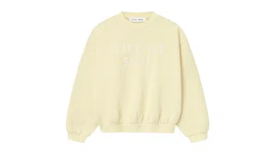 Pre-owned Fear Of God Essentials Kids 90's Fleece Crewneck Sweatshirt In Garden Yellow