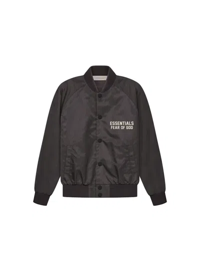 Pre-owned Fear Of God Essentials Kids Baseball Jacket In Iron