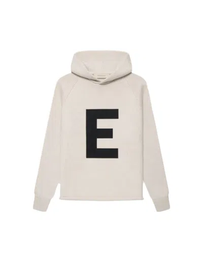 Pre-owned Fear Of God Essentials Kids Big E Knit Hoodie In Wheat