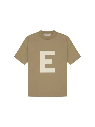 Pre-owned Fear Of God Essentials Kids Big E Pocket T-shirt In Oak