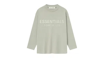 Pre-owned Fear Of God Essentials Kids Classic Long Sleeve Tee Shirt In Abbey Stone In Gray