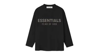 Pre-owned Fear Of God Essentials Kids Classic Long Sleeve Tee Shirt In Jet Black