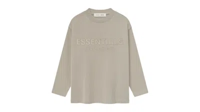 Pre-owned Fear Of God Essentials Kids Classic Long Sleeve Tee Shirt In Timber In Brown
