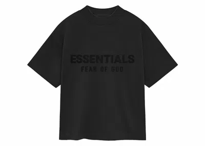 Pre-owned Fear Of God Essentials Kids Crewneck Sweat-shirt T-shirt In Jet Black