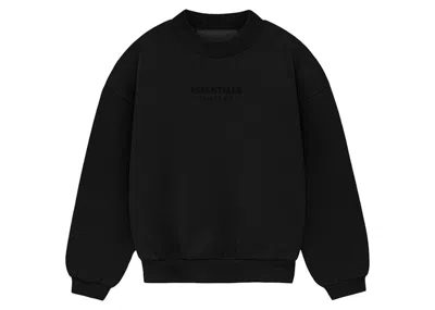 Pre-owned Fear Of God Essentials Kids Crewneck Sweatshirt (fw23) In Jet Black