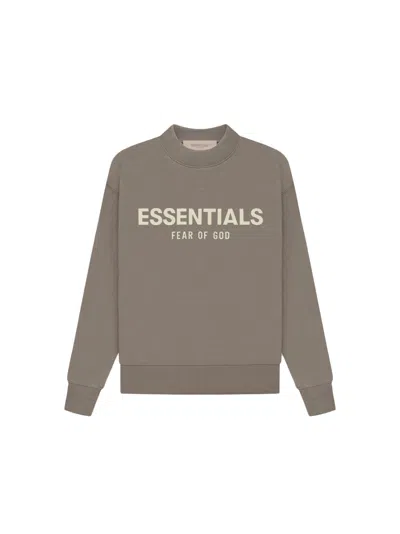 Pre-owned Fear Of God Essentials Kids Crewneck Sweatshirt In Desert Taupe