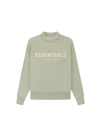 Pre-owned Fear Of God Essentials Kids Crewneck Sweatshirt In Seafoam