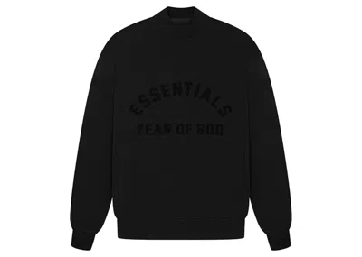 Pre-owned Fear Of God Essentials Kids Crewneck Sweatshirt (ss23) In Jet Black