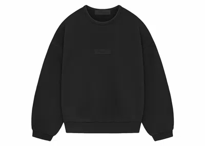 Pre-owned Fear Of God Essentials Kids Crewneck Sweatshirt Sweater In Jet Black