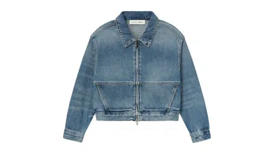 Pre-owned Fear Of God Essentials Kids Denim Trucker Jacket In Classic Blue
