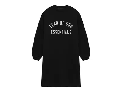 Pre-owned Fear Of God Essentials Kids Fleece Crewneck Dress In Black