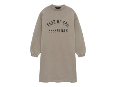 Pre-owned Fear Of God Essentials Kids Fleece Crewneck Dress In Heather Gray