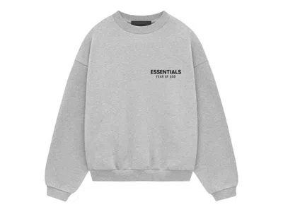 Pre-owned Fear Of God Essentials Kids Fleece Crewneck Sweatshirt In Light Heather Gray