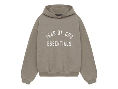 Pre-owned Fear Of God Essentials Kids Fleece Hoodie (fw24) In Heather Gray