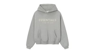 Pre-owned Fear Of God Essentials Kids Fleece Hoodie In Concrete Heather