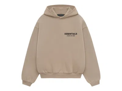 Pre-owned Fear Of God Essentials Kids Fleece Hoodie In Desert Sand