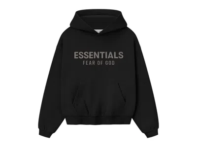Pre-owned Fear Of God Essentials Kids Fleece Hoodie In Jet Black
