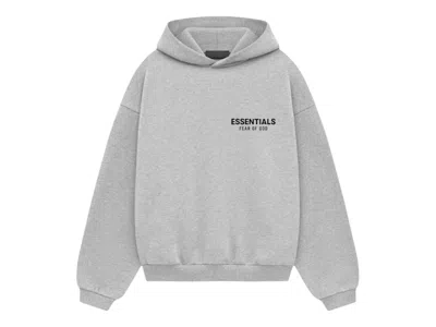 Pre-owned Fear Of God Essentials Kids Fleece Hoodie In Light Heather Gray
