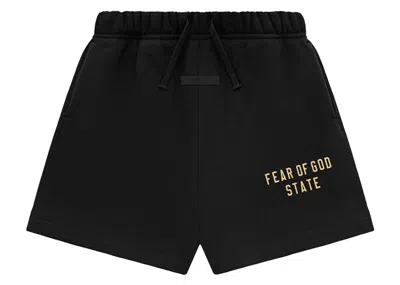 Pre-owned Fear Of God Essentials Kids Fleece Soccer Short In Black