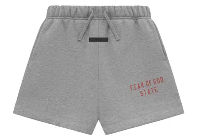 Pre-owned Fear Of God Essentials Kids Fleece Soccer Short In Dark Heather