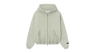 Pre-owned Fear Of God Essentials Kids Fleece Zipup Hoodie In Abbey Stone In Gray