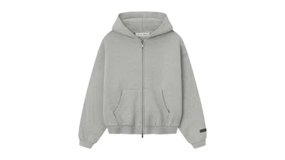 Pre-owned Fear Of God Essentials Kids Fleece Zipup Hoodie In Concrete Heather