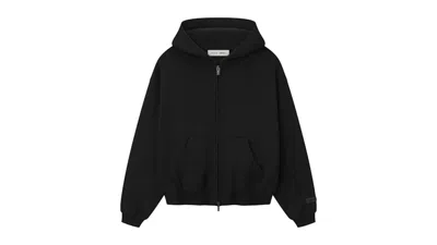 Pre-owned Fear Of God Essentials Kids Fleece Zipup Hoodie In Jet Black